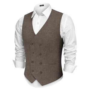 Mens Formal Vneck Waistcoat Single Breasted Solid Color Polyester <b>Vest</b> with Anti-Wrinkle Button Detail for Suits Autumn Wear - Product Image 1