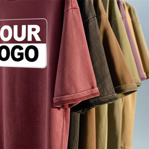 Custom Drop Shoulder Pullover 100% Cotton Oversized Unisex Heavyweight <b>Blank</b> Vintage Washed Streetwear T-Shirt Men - Product Image 4