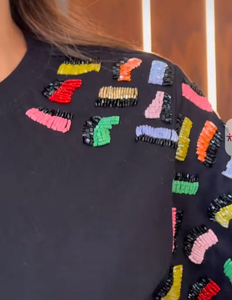 Haut en coton côtelé léger de qualité supérieure à imprimé numérique de la boutique indienne, idéal pour les jeunes filles au bureau, avec manches courtes, longueur courte, en promotion ! - Product Image 3