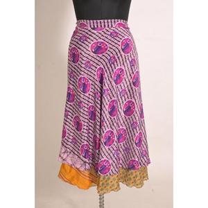 Jupe longue enroulable décontractée pour femme, 100% soie, imprimée à motifs floraux vintage, faite à la main, lavable, couleur personnalisable, naturelle, pour l'été - Product Image 2