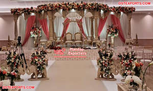 <b>Fascinating</b> <b>Gold</b> Mandap for Royal Weddings Reunion Luxurious Golden Touch Wedding Mandap Jodha Akbar Mandap for Grand Weddings - Product Image 6