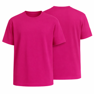 Camiseta casual de algodón de primera calidad, suave, personalizada, de color rosa sólido, teñida, de corte regular, transpirable, a la moda, para hombre, ideal para el verano. - Product Image 1