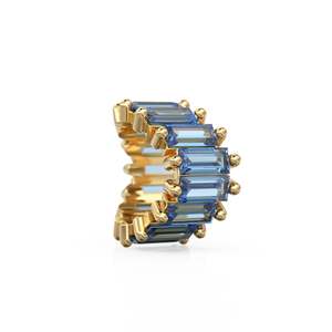 Cuentas de Oro de 14k con Zafiro Azul en Forma de Baguette / Cuentas Europeas de Zafiro / Cuentas Rondelle de Zafiro / Adorno de Oro Sólido con Zafiro - Product Image 1