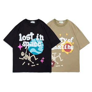 Camiseta Personalizada con Estampado Puff para Hombre, Camiseta Oversize de Algodón Estilo Urbano, Venta al Por Mayor, Camiseta con Estampado Puff de Alta Calidad, Logotipo Personalizado - Product Image 1