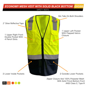 Gilet de sécurité haute visibilité pour hommes, vêtements de travail réfléchissants, adapté à la construction, aux travaux d'arpentage et à la sécurité - Product Image 3