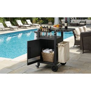 K K 33.9\" Outdoor Stainless Steel Top Grill Cart with Drop Leaf Metal Bar Cart <b>Pizza</b> Oven <b>Table</b> Wheels for BBQ Grills - Product Image 1