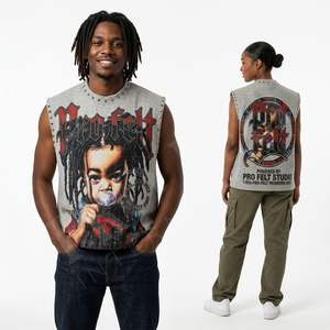 Dernier design, débardeur sans manches sur mesure pour homme, style punk, coton clouté, streetwear décontracté, t-shirts légers d'été - Product Image 2