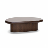 Table basse ovale en bois massif, table centrale en bois, style Wabi-Sabi, mobilier moderne pour salon