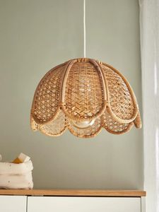 Artisan Handwoven Rattan Hanging <b>Ceiling</b> Lamp Rustic Boho Pendant <b>Light</b> for Living Room Bedroom Restaurant Hotel Lighting - Product Image 4