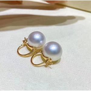 Pendientes de Perlas de Agua Dulce con Hebilla de Plata Pura de 12-13 mm, Color Doble, Casi Perfectos, Redondos, de Zhuji Mountain Lake - Product Image 1