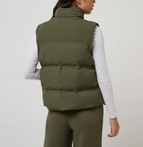 Chaleco Acolchado Cortavientos para Mujer, Chaleco de Plumón sin Mangas con Capucha, Chaleco Acolchado para Mujer, Venta al por Mayor Directa de Fábrica OEM, Logotipo Personalizado - Product Image 3