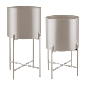 Pot de fleurs rond en métal artisanal de luxe avec placage chromé et trou de drainage pour jardin intérieur/extérieur et décoration moderne de la maison - Product Image 6