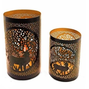 Portavelas de metal de diseño novedoso con cristal rojo, muy vendido, para velas de té, para decoración de restaurantes y hoteles. - Product Image 5