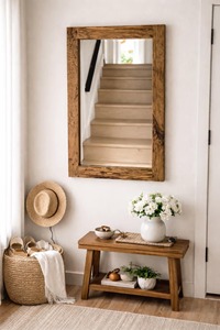 Miroir mural en bois style bohème, miroir mural en rotin naturel pour décoration intérieure bohème, miroir suspendu en gros - Product Image 6