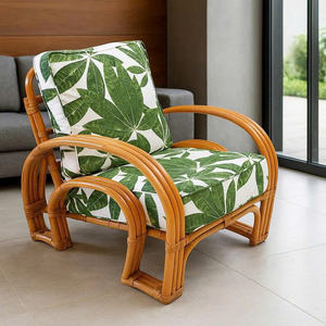 Artistic rattan lounge <b>chair</b> with yellow light, outdoor <b>cushioned</b> patio <b>chair</b> for balcony garden, comfortable relaxation - Product Image 2