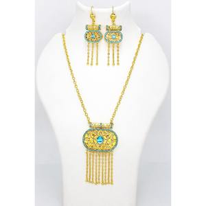 Conjuntos De Joyería Árabe de latón de moda chapada en oro con pendientes, Colección perfecta para Ramadán, joyería nupcial india de Dubái - Product Image 2