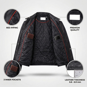 Professional Grade Leather Fashion <b>Jacket</b> For Motorcycling Biker Style Genuine Leather Coat Protective <b>Thin</b> Skin Outerwear Gear - Product Image 4