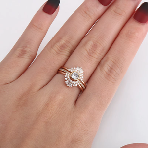 Emerald Cut Moissanite Diamond <b>Ring</b> Women's Iced Baguette Channel <b>Set</b> Band Solid 925 <b>Silver</b> 14K Gold Classic Rose Gold Plated - Product Image 2