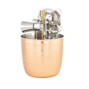 Juego de Coctelera de Cobre Martillado de Lujo, Kit de Barman con Logotipo Personalizado, Herramientas de Bar de Acero Inoxidable con Soporte Metálico - Product Image 1