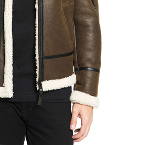<b>Men</b> Shearling <b>Leather</b> <b>Jacket</b> Classic & Trendy Styles <b>Men's</b> Fur Collar Shearling Brown Sheepskin <b>Leather</b> <b>Jacket</b> Winter Wear Whole - Product Image 2