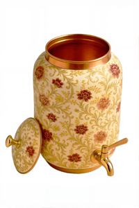 Enamel Printed Traditional Copper Hydration Pot Premium Water Storage Dispenser with Controlled Flow Outlet for Home Dining Use - Product Image 6