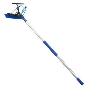Kit de mástil telescópico de aluminio de 26 pies para limpieza de paneles solares con cepillo de limpieza extensible, escobilla de goma y dispensador de jabón - Product Image 1