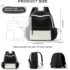 Sac à dos confortable avec cordon de serrage pour étudiants, collégiens, lycéens, sac à dos rétro pour ordinateur portable et livres - Product Image 6