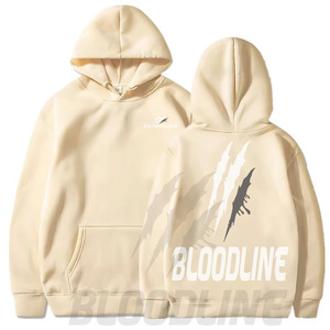 Sweat-shirt à capuche noir pour homme Bloodline, coupe classique, en coton French Terry, décontracté, pour l'automne, avec poche avant et impression par transfert thermique - Product Image 3