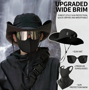 Gafas de Sol para Exteriores y Sombrero Vaquero de Ala Ancha con Protección Solar, Secado Rápido, Transpirable y Protección UV - Product Image 1