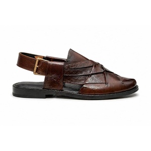 Sandalias de cuero genuino para hombre LEATHER STUDIO, con punta abierta, tiras cruzadas, sin cordones, suela de goma transpirable, función de masaje y plataforma. - Product Image 4