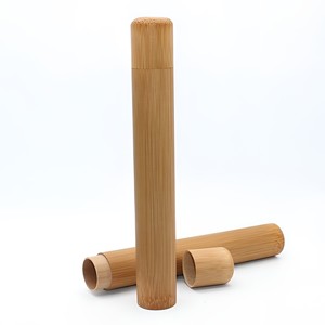 Contenedor yodegradable para cepillo de dientes, cubierta de tubo con tapa de bambú para cepillos de dientes, caja de almacenamiento natural de tubos con logotipo personalizado - Product Image 1