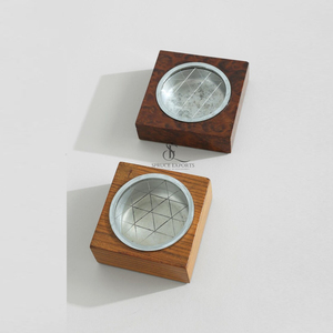 Square Shape Wooden <b>Bakhoor</b> Burner Set Modern Arabic <b>Oud</b> Incense Holder With Metal Mesh Grid Cup Wholesale Incense Use - Product Image 1