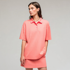 Oversized Women Polo Shirts Short Sleeve Turn Down Collar Polo Shirt Women's Casual <b>Drop</b> Shoulder Summer Polo Tee Ladies - Product Image 1