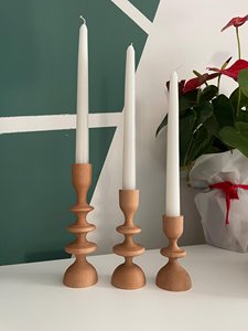 Wooden Candle Holder Set of 3 for Home & Table Decor Handmade Acacia Wood Luxury Homeware Natural Style Candle Stand - Product Image 1