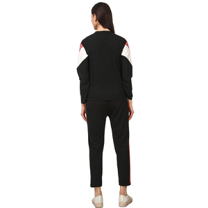 Women Color Blocking <b>Tracksuit</b> Set Full Sleeve Zipper Front Sporty Style Breathable Polyester Cotton Autumn Wear - Product Image 2