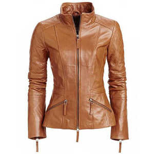 Nouvelle veste de motard classique pour femme en cuir d'agneau véritable, grande taille, haute qualité, printemps automne, vente chaude, toucher doux, classique pour femme - Product Image 4