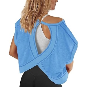 Blusas sin mangas holgadas de talla grande con hombros descubiertos, estilo crop, lisas, para exteriores, servicio OEM, venta al por mayor, personalizadas, sin espalda - Product Image 1