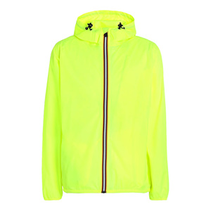 <b>Men's</b> Neon <b>Yellow</b> Windproof Hooded Racer <b>Jacket</b> With Zipper Closure Casual Spring Outdoor Wear Polyester Material - Product Image 1
