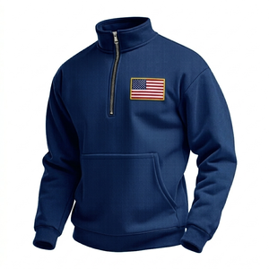 เสื้อสเวตเชิ้ตผู้ชายแบบซิป ¼  คอสูง แขนยาว สไตล์ลำลอง มีกระเป๋าจิงโจ้ - Product Image 1