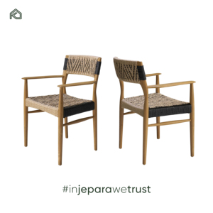 Nueva Silla de Comedor Minimalista Tapizada en Lino con Madera Natural y Combinación de Ratán para Uso en Exteriores de Hotel, Impermeable y Ecológica - Alan - Product Image 5
