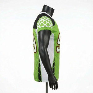Women's American Football Jersey Green Black <b>Mesh</b> Printed V-Neck <b>Short</b> Sleeve Breathable Team Numbers Loose Fit 100% Polyester - Product Image 2