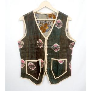 Handcrafted Boho Vintage <b>Kantha</b> printed Cotton Vest for Women handmade Sleeveless <b>Jacket</b> with Multicolor for Winter - Product Image 5