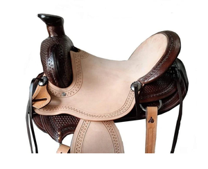 อานม้าหนังแท้แบบตะวันตก รุ่น Roughout DD พร้อมลายดอกไม้แกะสลักด้วยมือ ชุดอุปกรณ์อานม้า ทนทาน พร้อมฮาร์ดแวร์ชุบนิกเกิล - Product Image 2