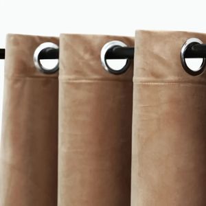 2 pezzi Beige 37 "x 63" tende oscuranti in velluto con anelli Beige 37 "x 63" Set mantovane e tende - Product Image 2
