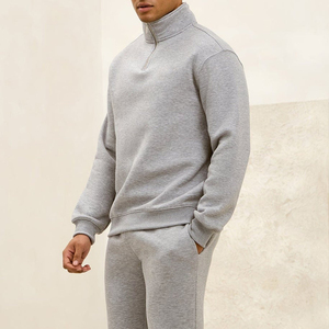 Sudadera con media cremallera para hombre, sin capucha, de color liso, oversize, con logotipo personalizado, al por mayor - Product Image 5