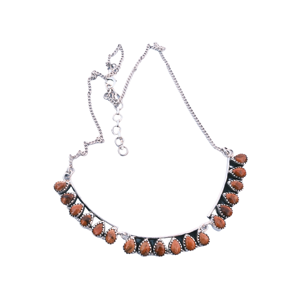 Collar de Concha de Ostra Espinosa Naranja Natural, Plata de Ley 925, Ajustable, Hecho a Mano, Collar con Diseño de Racimo, Joyería - Product Image 1