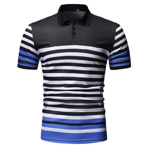 Black <b>White</b> Yellow Geometric Print Short Sleeve <b>Polo</b> Shirt Slim Fit Casual Woven Polyester Breathable Design - Product Image 6
