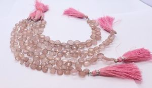 AAA Natural Pink Strawberry Faceted Heart Shape Briolette 8-9 MM Strawberry Gemstone <b>Beads</b> 8 Inch Faceted Pink Strawberry <b>Beads</b> - Product Image 2