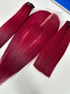 Venta al por mayor 5x5 6x6 Cierre de encaje transparente 8-34 pulgadas Colores Borgoña Extensiones de cabello humano recto de vendedores - Product Image 6