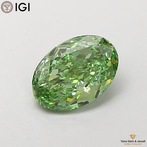 CVD Lab Grown Diamond 2.00 CARAT Fancy Vivid <b>Green</b> Color VVS2 Clarity OVAL Shape with IGI Certificate for Signature Ring Center - Product Image 1